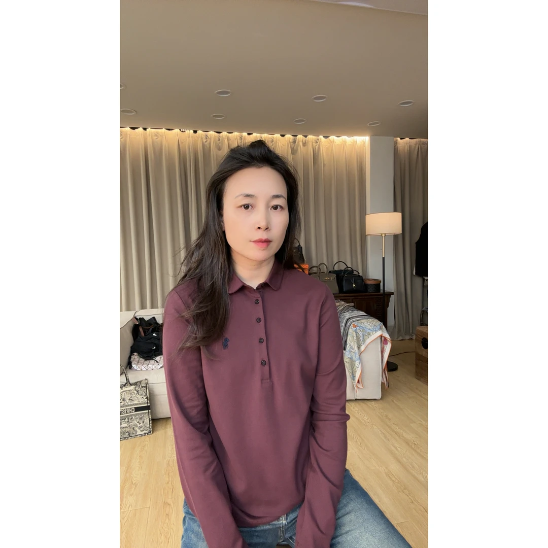 常规简约百搭长袖翻领刺绣气质POLO领T恤MA5SYDZ1056