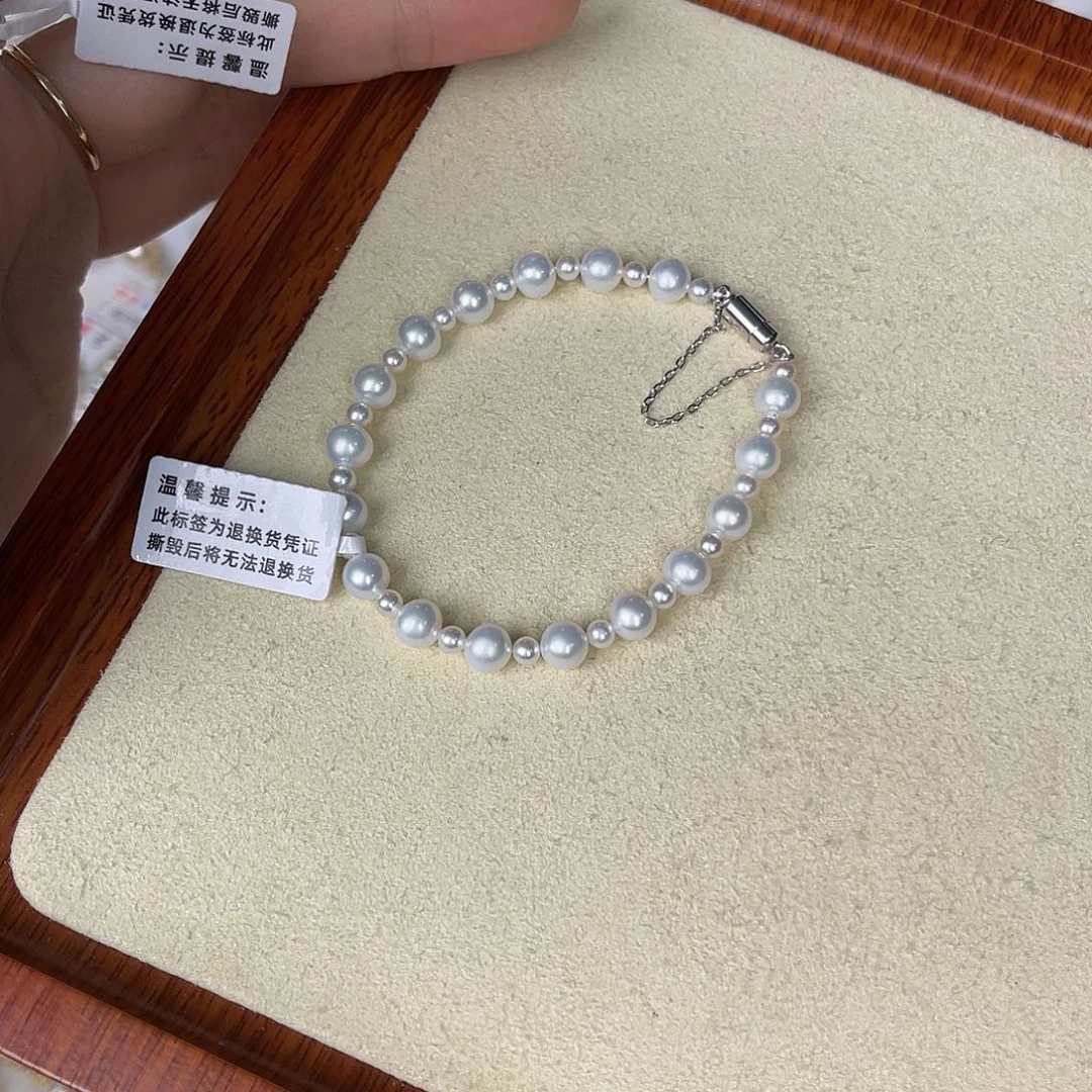 手绳银S925镶嵌淡水珍珠