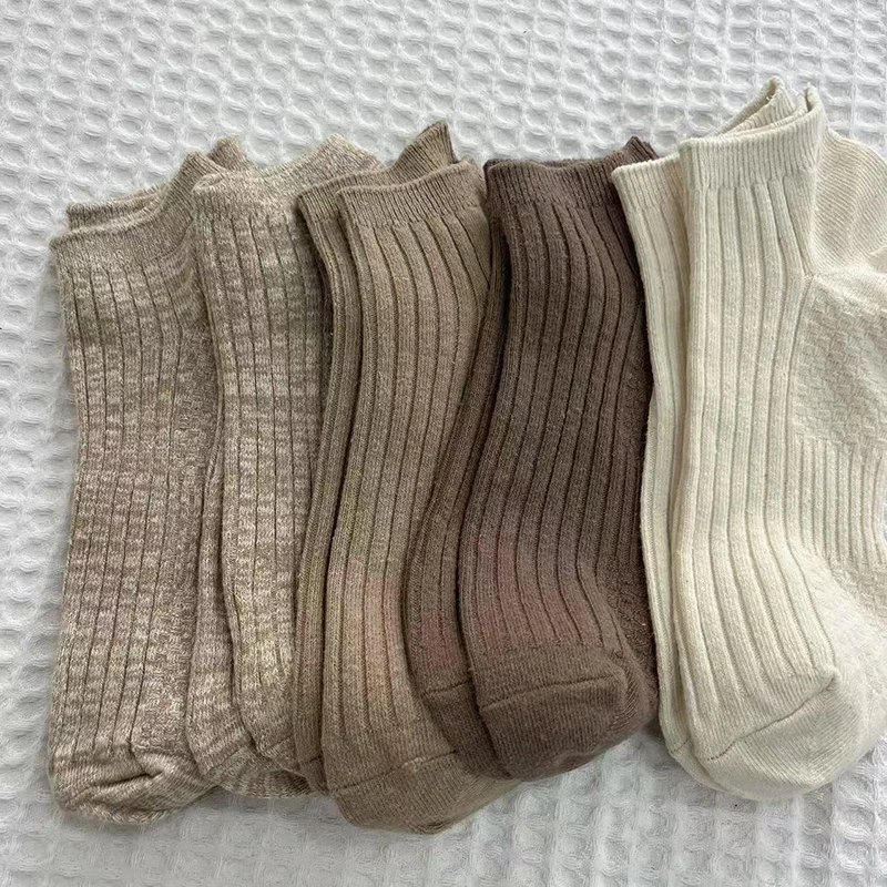 外贸纯色简约汉麻棉袜子散热透气抑菌棉麻袜子四季款短袜男袜女袜