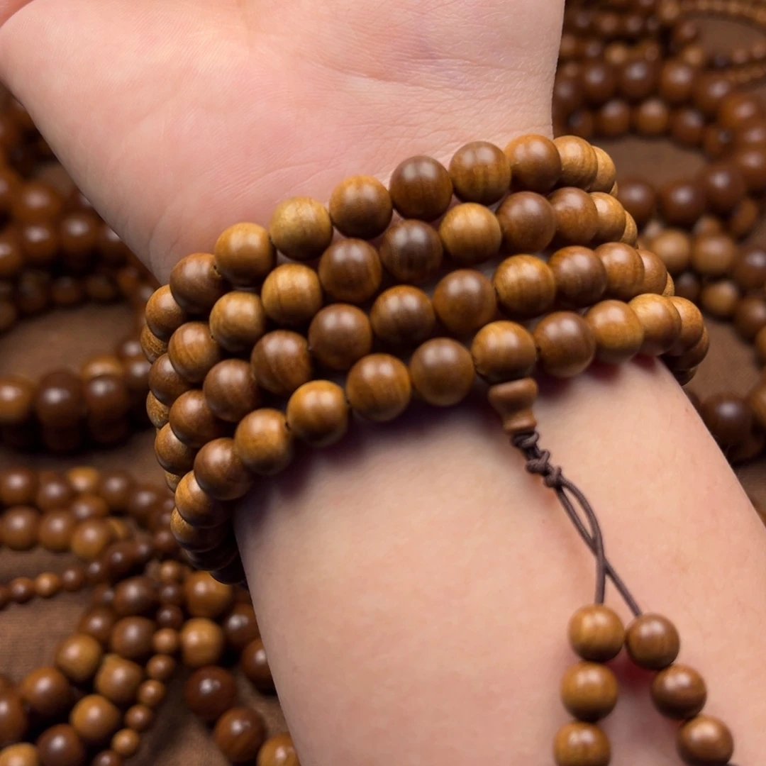 檀香木老山檀0.8*108圆珠长串