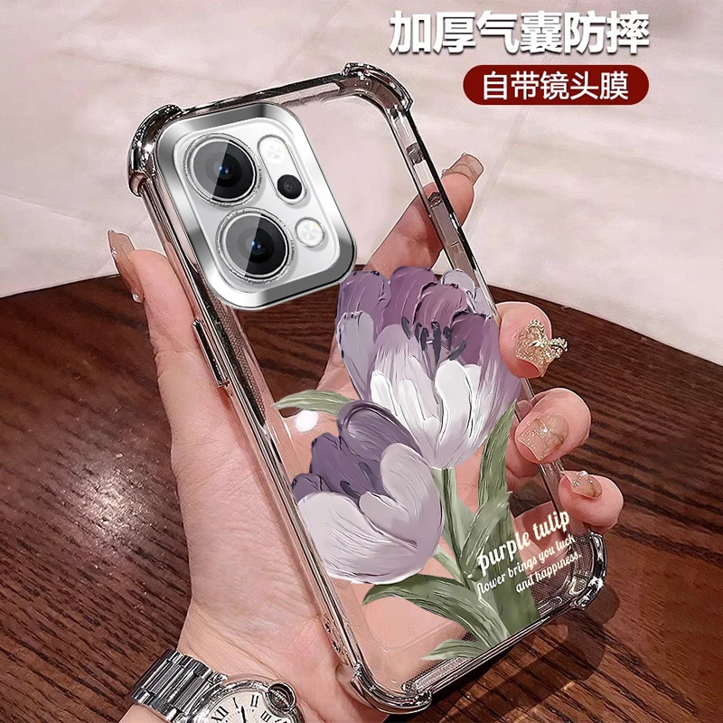 带镜头膜适用opporeno14手机壳四角防摔软壳14pro透明全包轻奢ins