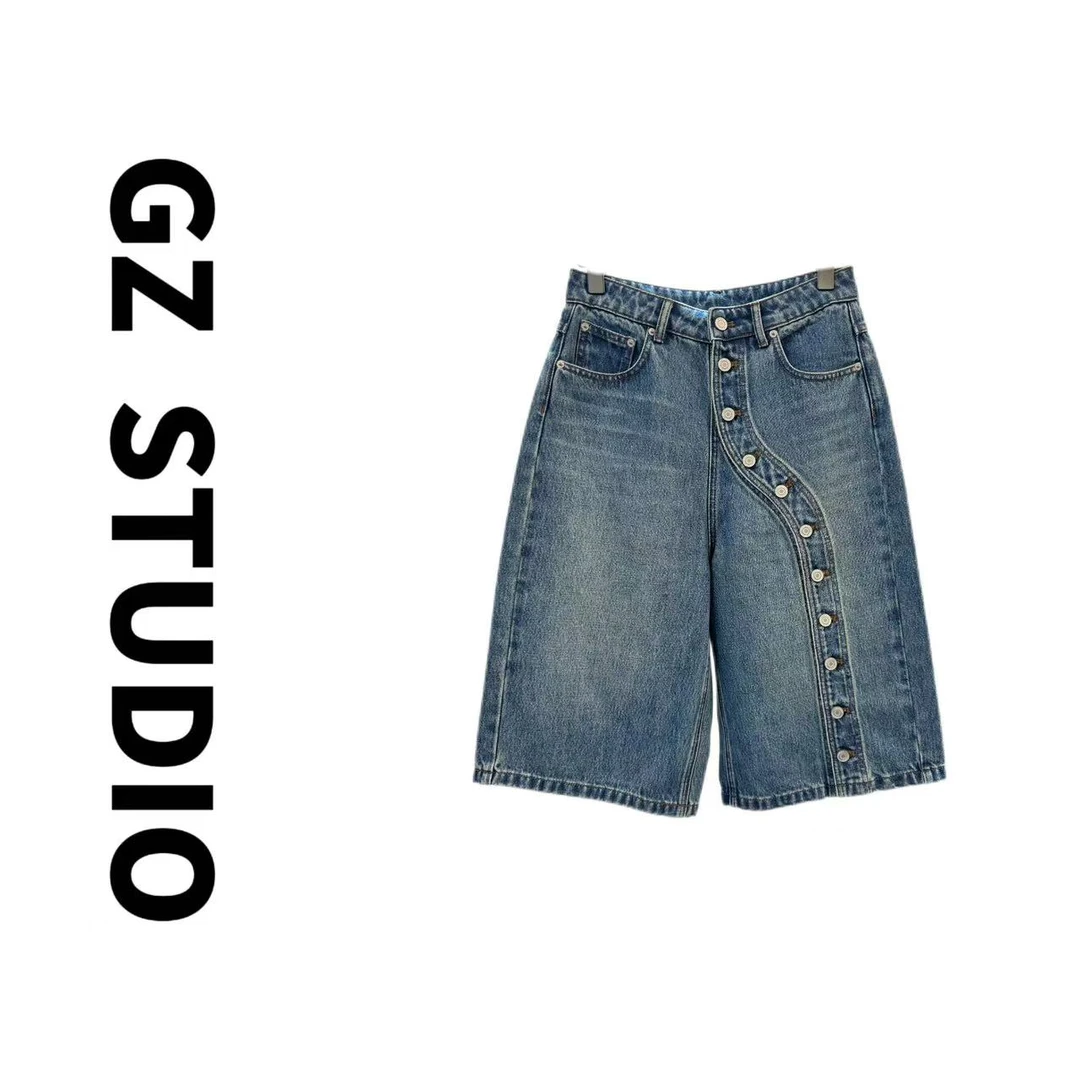 【37专属】2025年新款夏季百搭水洗纽扣牛仔短裤
