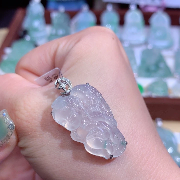 翡翠18K金镶嵌吊坠(不含链)天使（仙子）