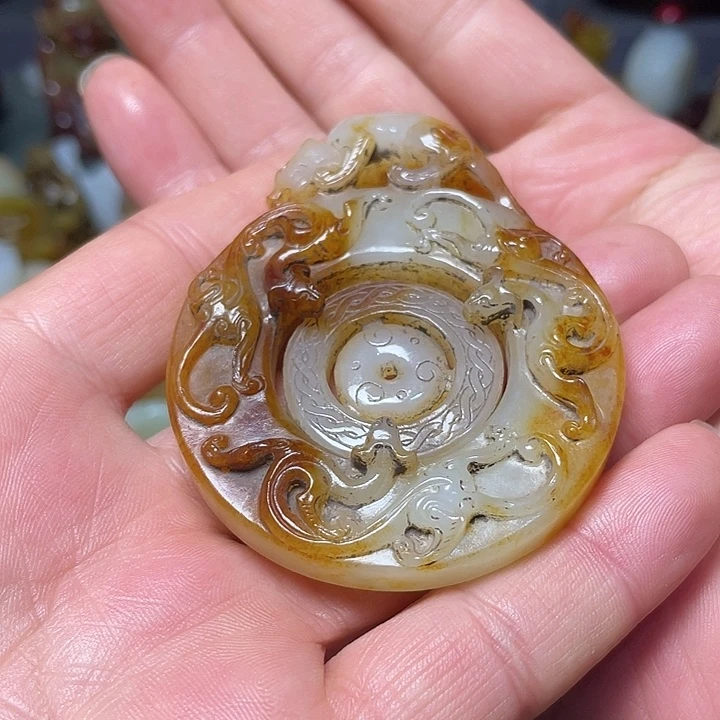 环***）和田玉未镶嵌挂件