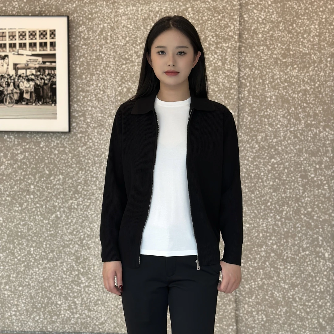 T&X/梯形男士春秋新款简约休闲高弹力翻领针织开衫外套（250006）