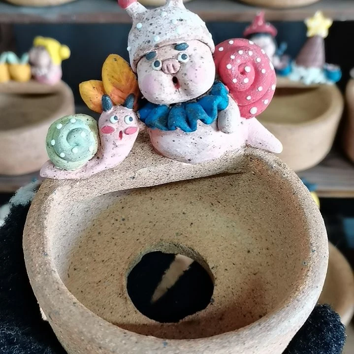 陶微瑕口8.5炻陶花盆