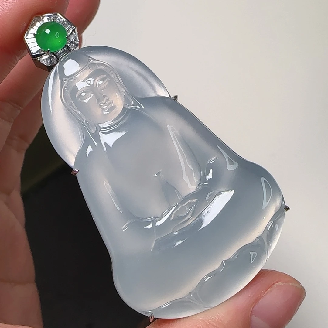 翡翠18K金镶嵌颈饰天然翡翠