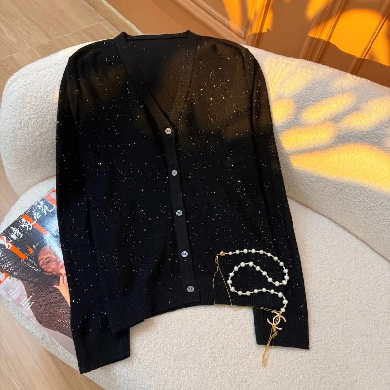 羊绒 毛针织衫常规春季小香风春秋女装薄款V领衫