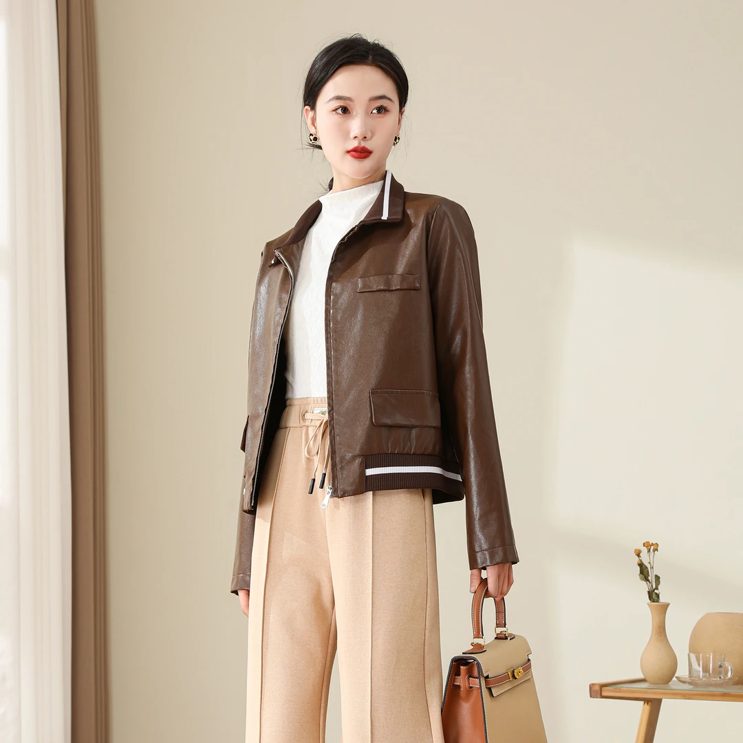 【秋季新款】设计感小众韩版时尚复古洋气百搭拼色翻领短外套AQ2630