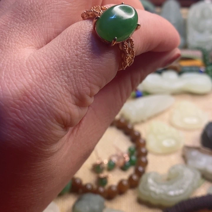 和田玉戒指银S925镶嵌