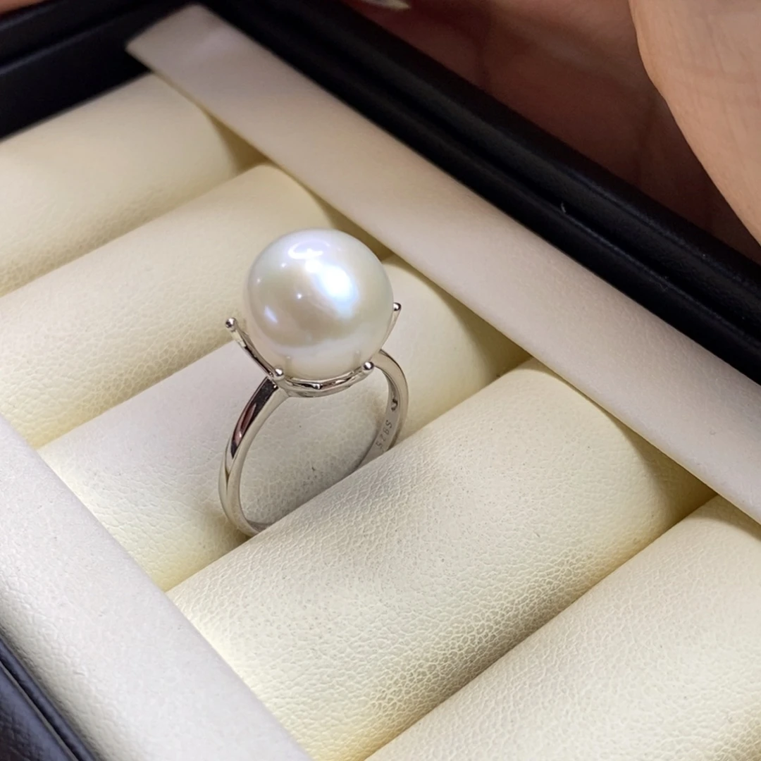 淡水珍珠银S925镶嵌戒指特价微瑕
