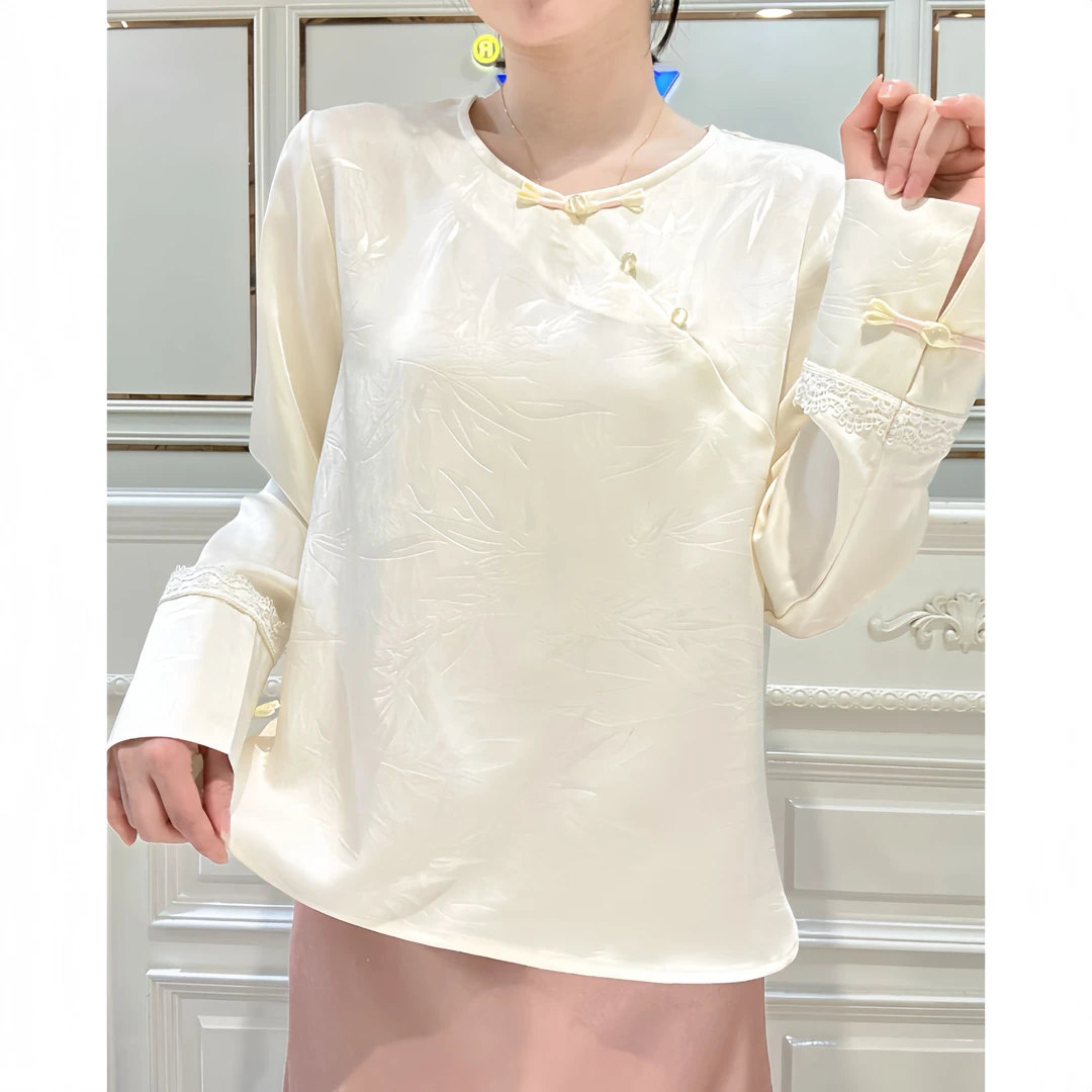 【婉恋】衬衫百搭春季遮肉显瘦丝滑女装上衣长袖精致气质