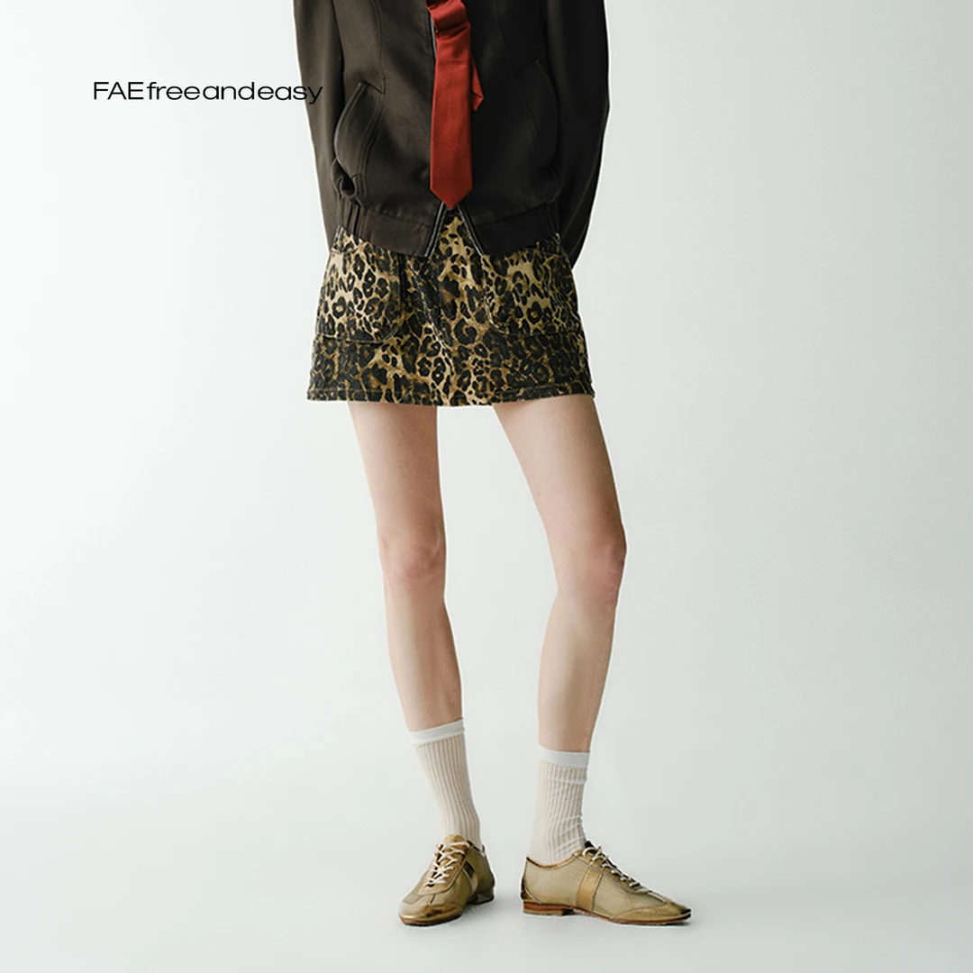 FAEfreeandeasy立体袋豹纹短裙K416021-A