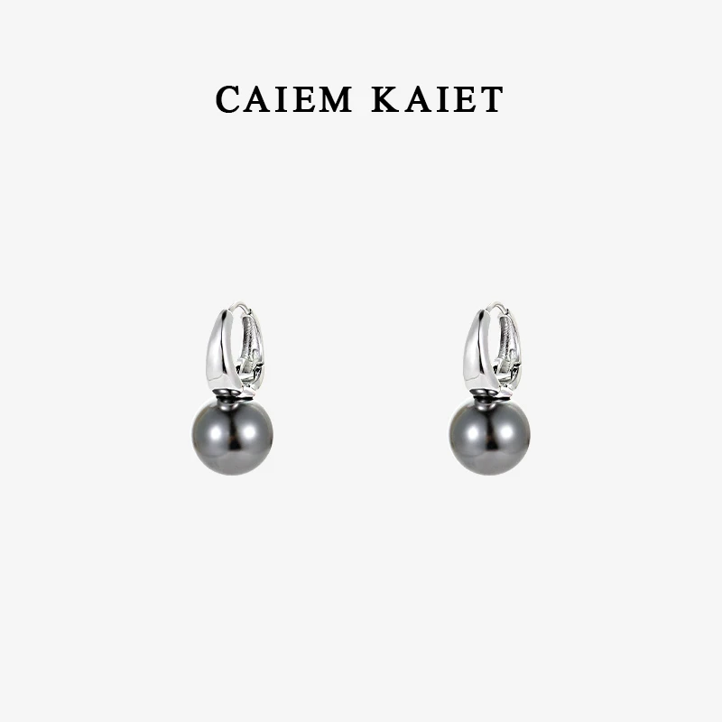 CAIEM KAIET 925银耳饰 施家珍珠耳环女纯银耳扣法式复古优雅气质