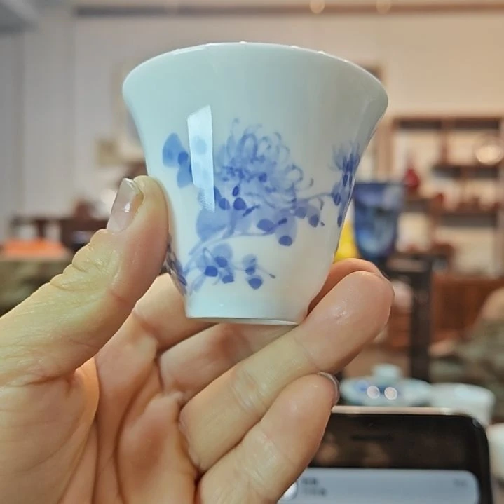 三*景德镇手工手绘菊花主人杯