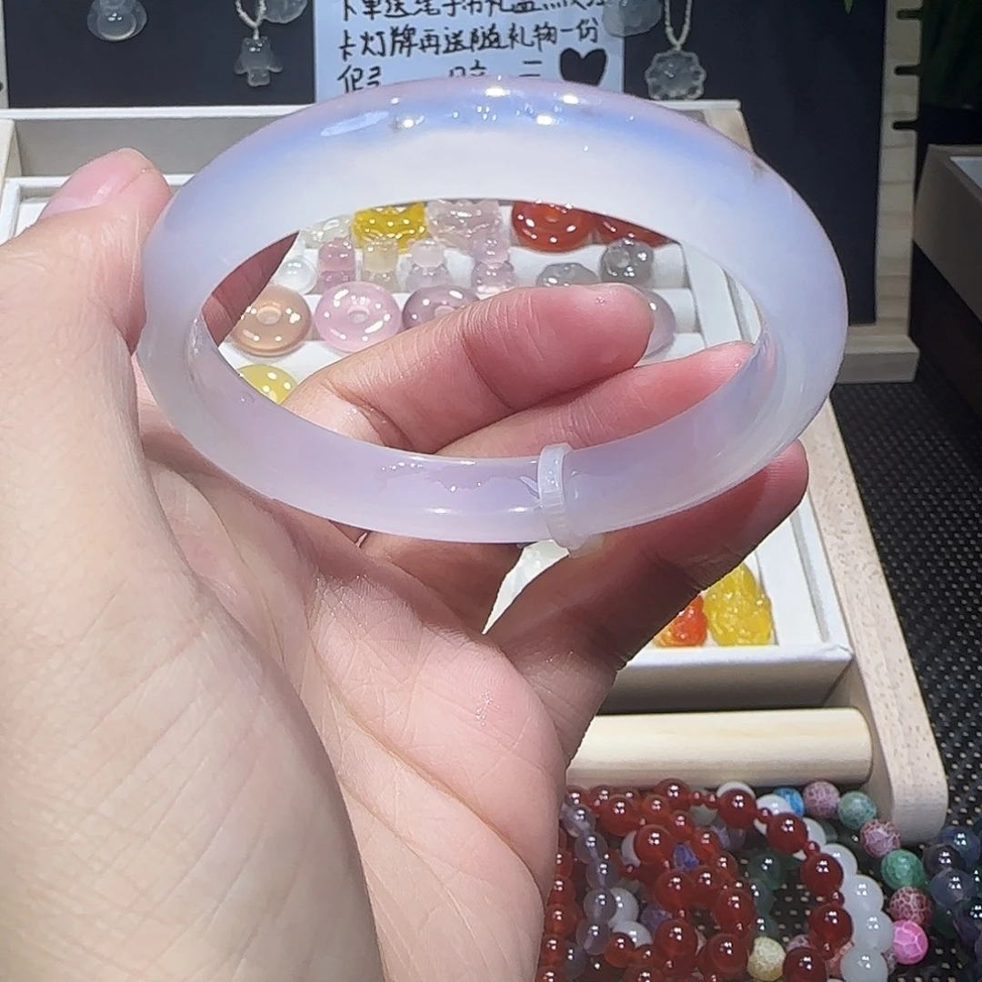 玛瑙/玉髓未镶嵌手镯紫罗兰水草花58