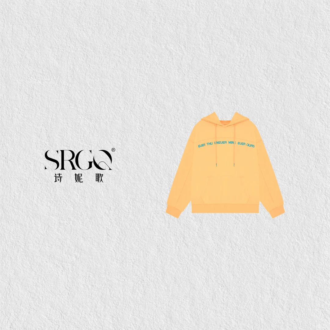 zhang&bai加厚字母刺绣直线EVER卫衣女款连帽宽松时尚