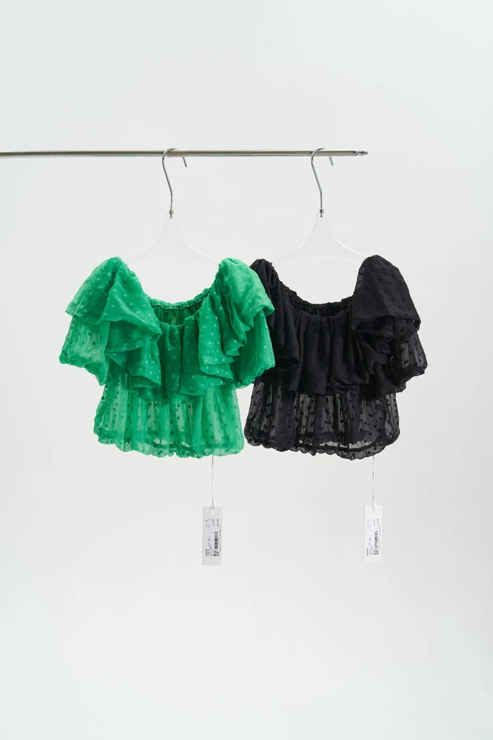 HTT小众设计感原创纯色百搭一字肩短款上衣5221257