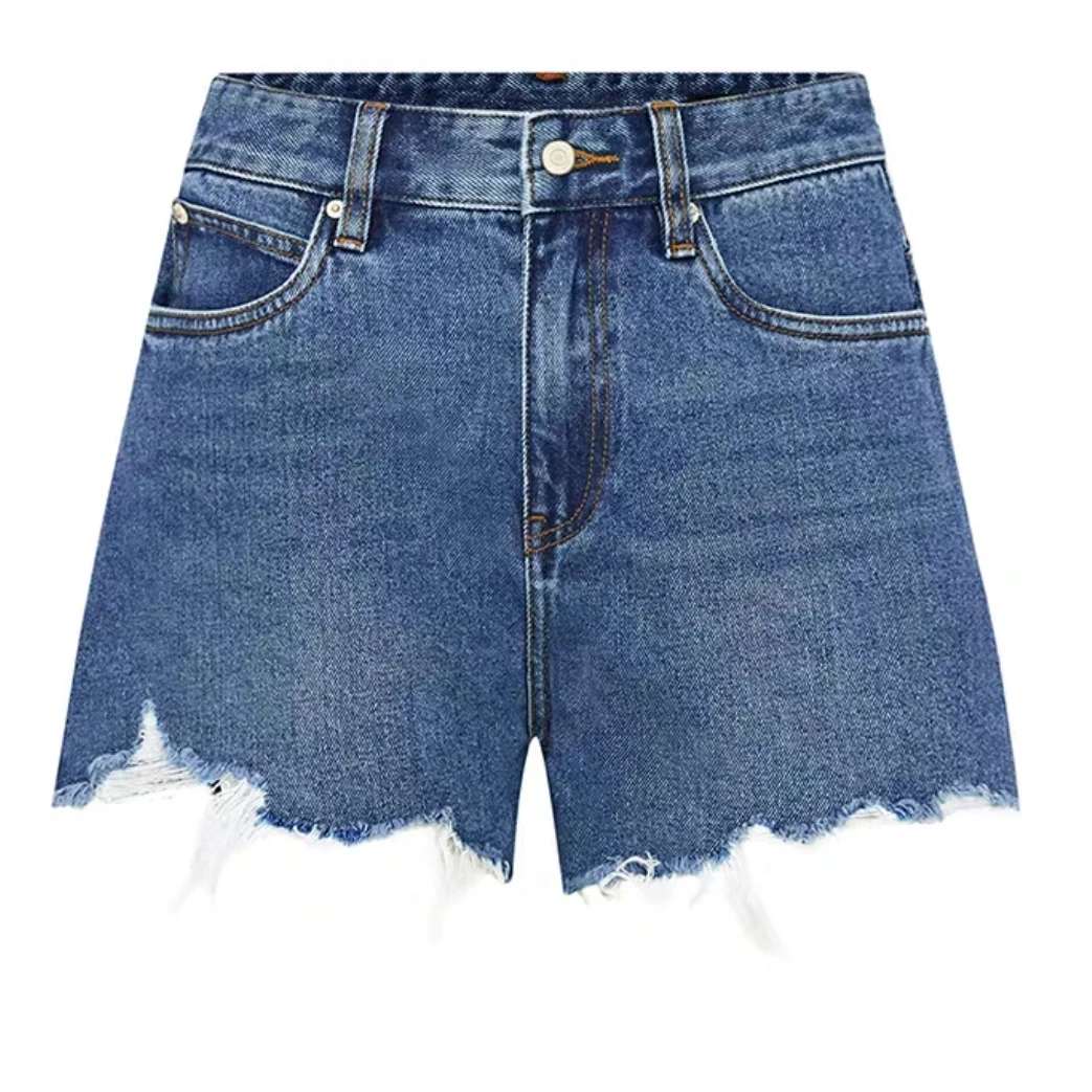 25147914【念一】洗水A字磨烂显瘦高级牛仔短裤