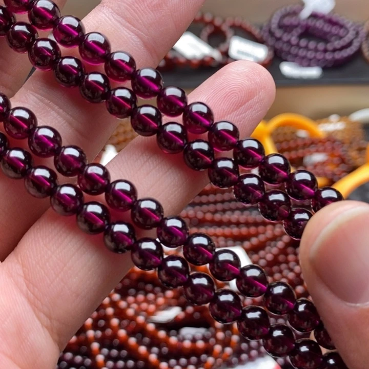 未镶嵌石榴石（紫牙乌）手链6mm精品印度紫