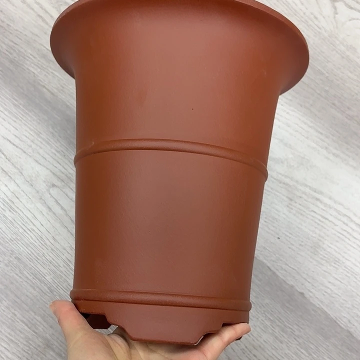 紫砂花盆腰线束腰红色