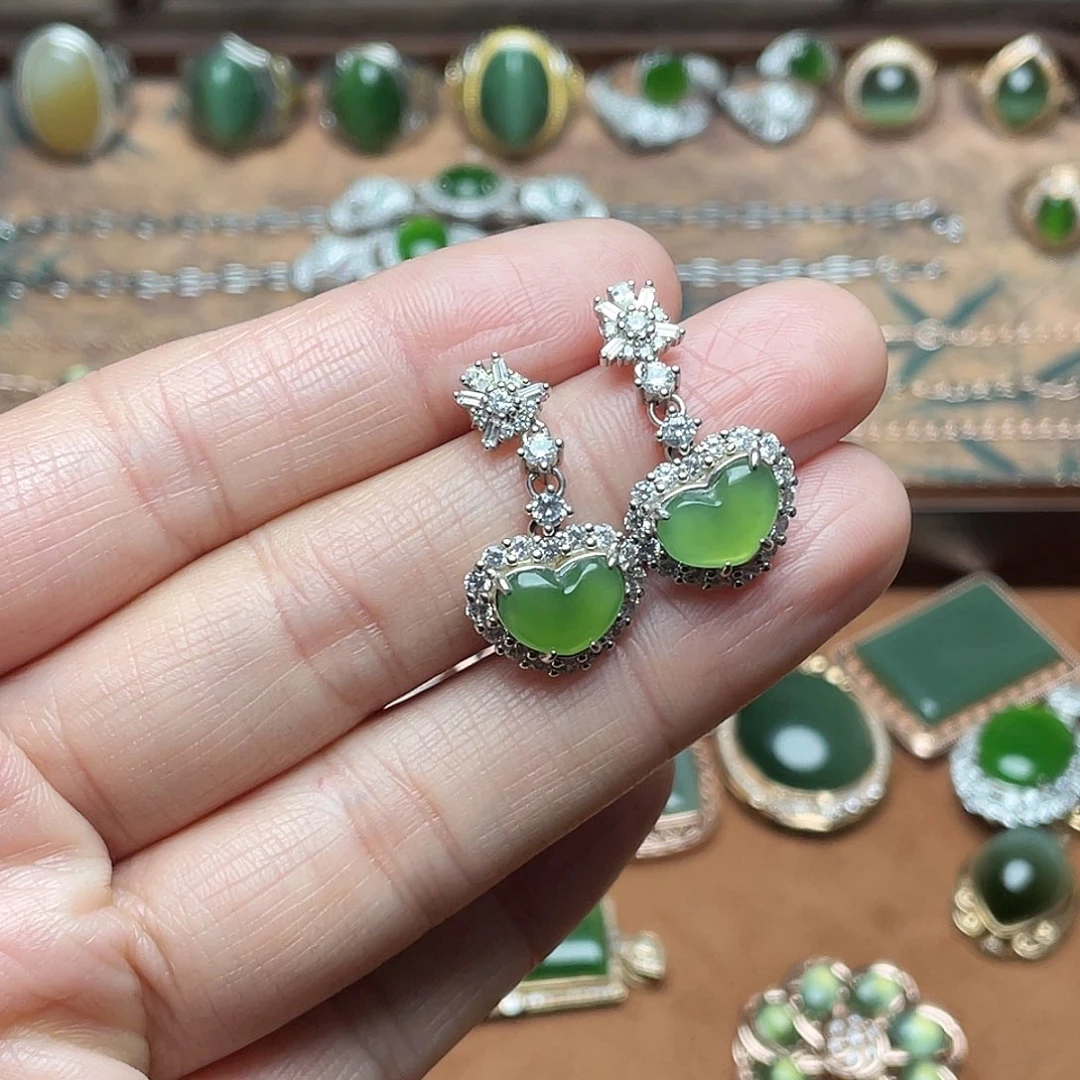 和田玉（碧玉）银S925镶嵌吊坠(不含链)