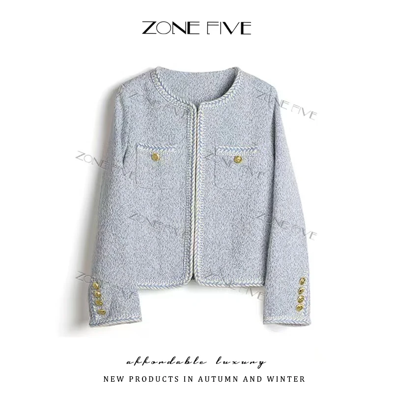 【zonefive】2024秋冬新款名媛设计感编织小香风外套