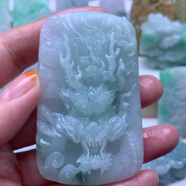 定制翡翠未镶嵌挂件龙牌挂件