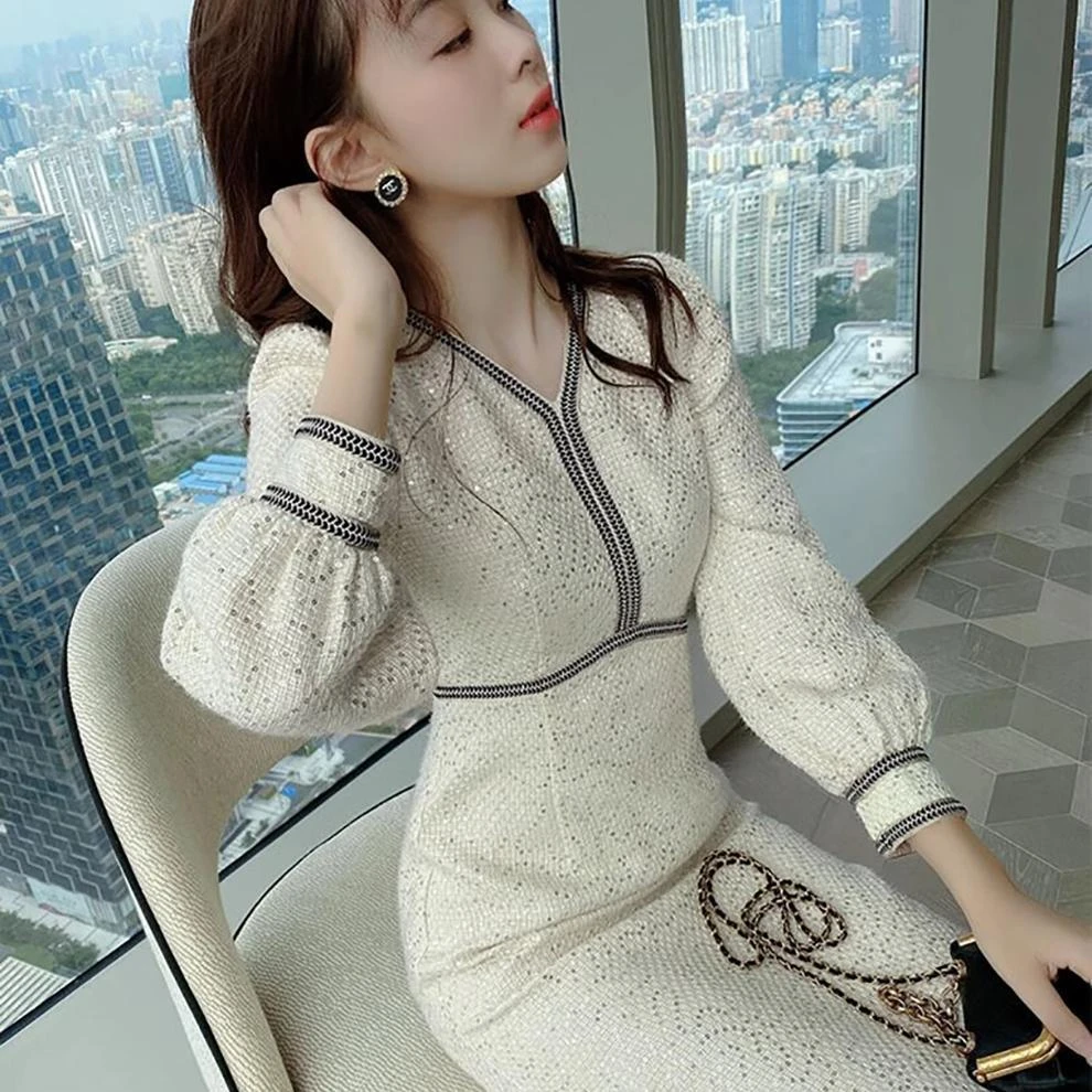 法芬图法式洋装女秋冬季小个子小香风气质收腰显瘦内搭短裙配大衣