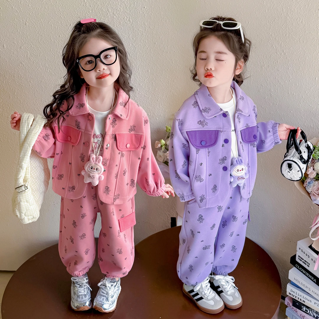 女童拉布布套装洋气休闲儿童工装外套裤子两件套小女孩宝宝春秋装