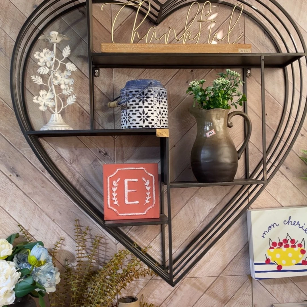 清***月木全铁艺样品置物架爱心101019