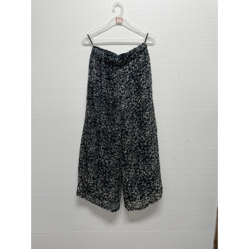 重工烧花丝绒100桑蚕丝休闲阔腿裤-R9818-5