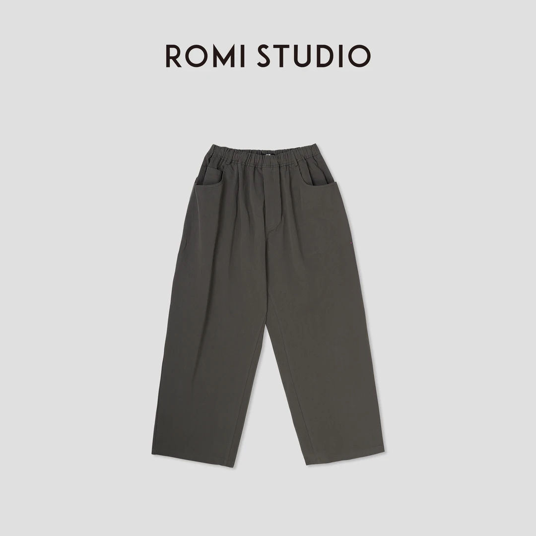 ROMI STUDIO”率性优雅“ 抽绳弹力腰直筒宽松休闲裤 24SSK122