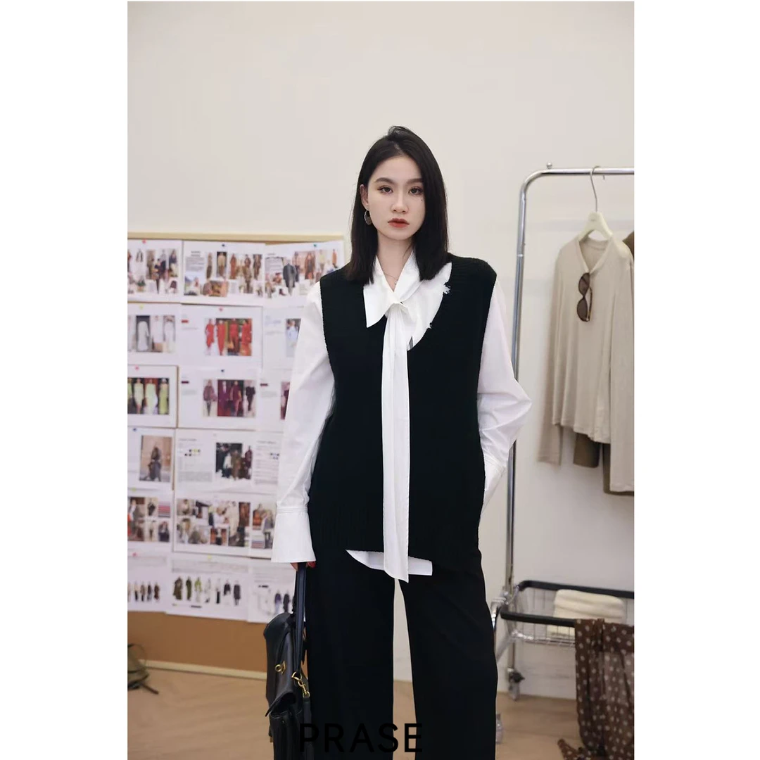 PRASE·噜【叠穿神器】微胖轻奢设计款秋时尚侧拉链毛织马甲PR507B45