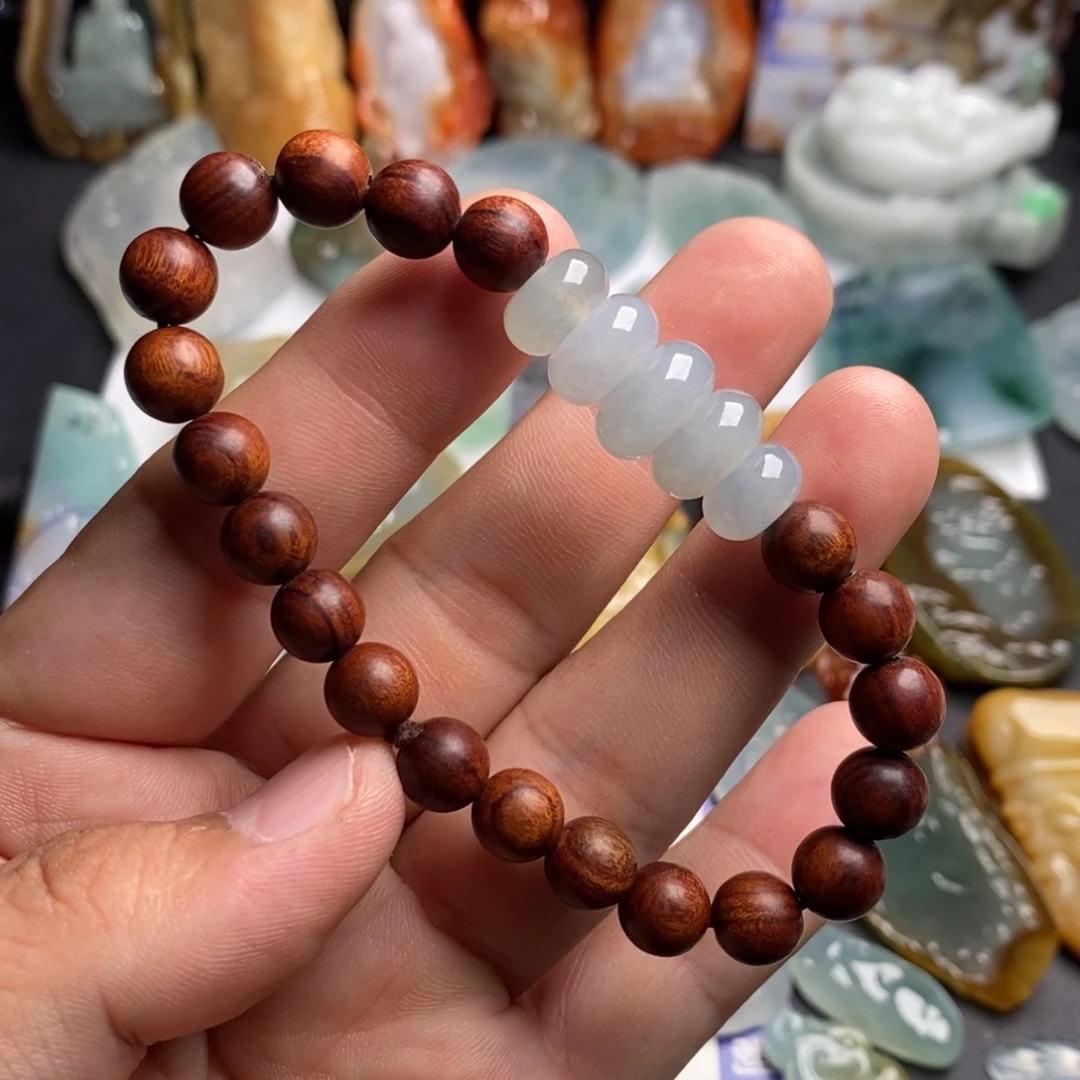 定制翡翠未镶嵌冰胶算盘珠手串
