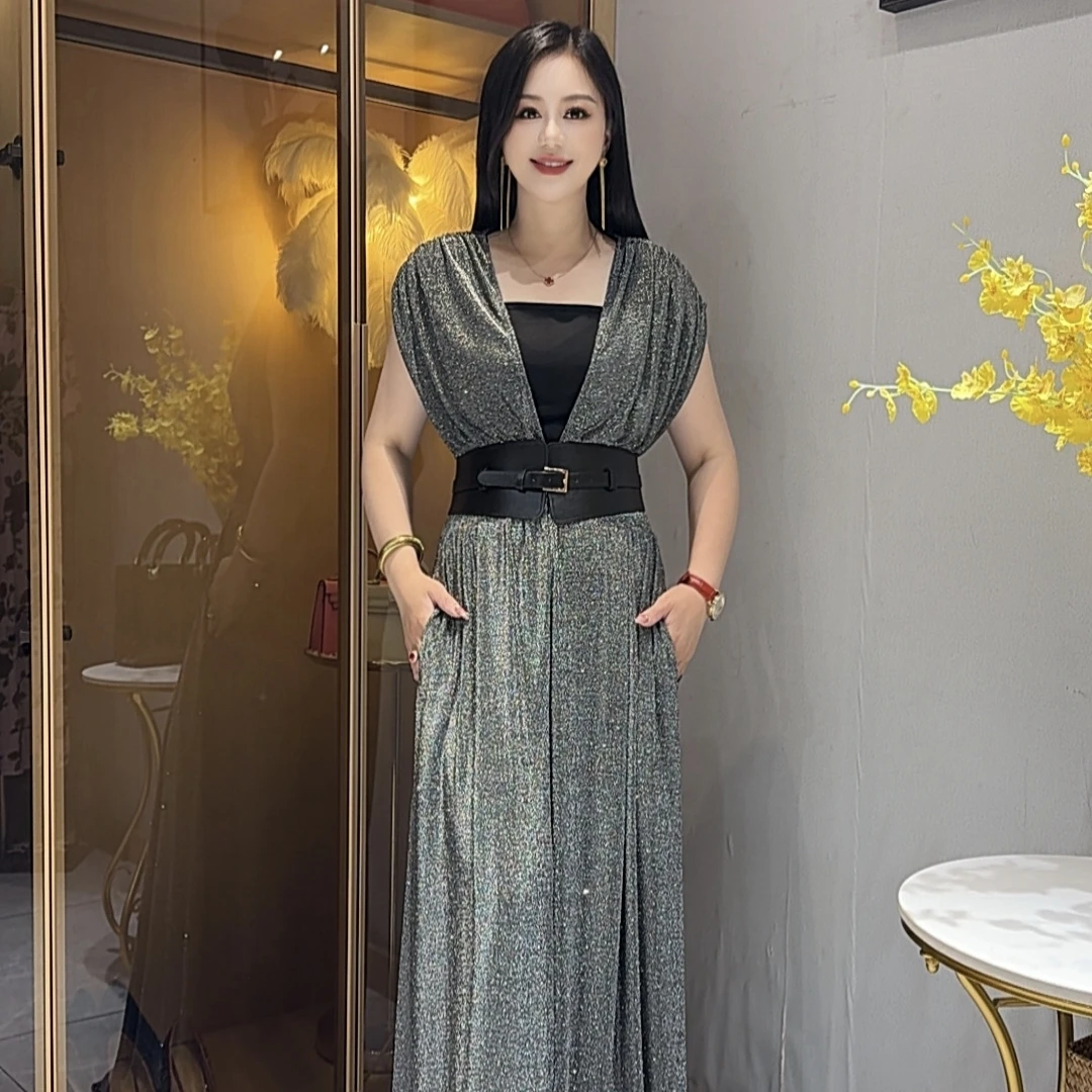 2025施施夏季高定时尚气质轻奢烫钻三件套连体裤99233