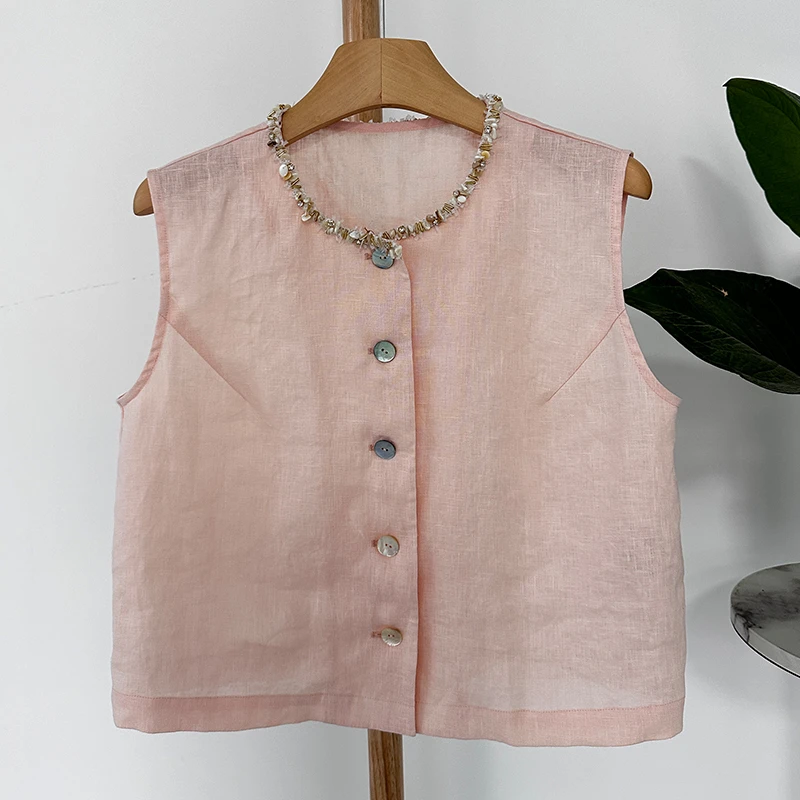 帛与绣┃明月┃亚麻马甲女时尚减龄百搭背心