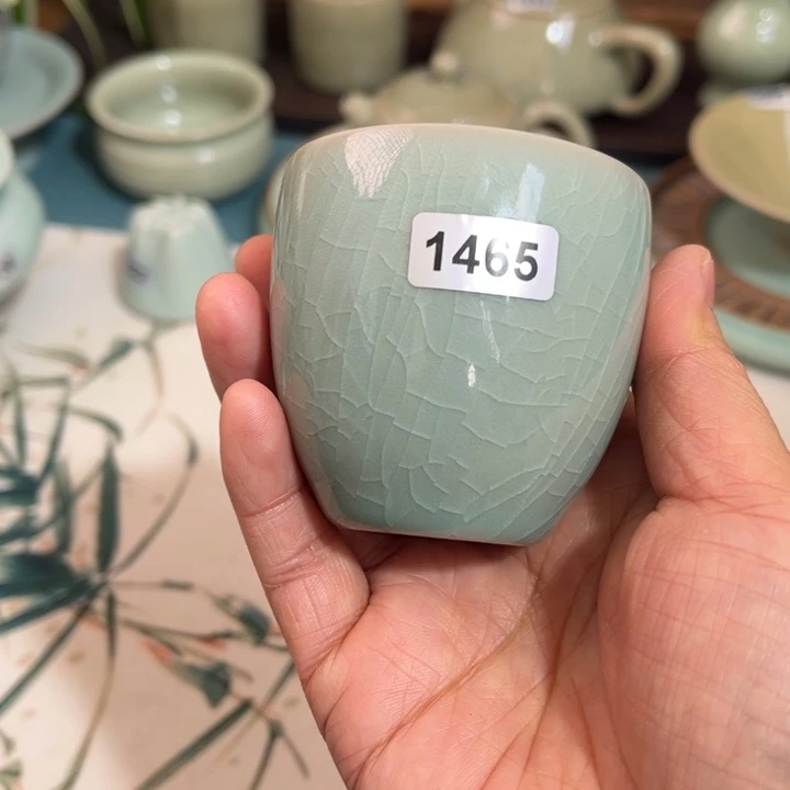 杯子瓷1465手工 ，青鸾汝瓷原矿釉