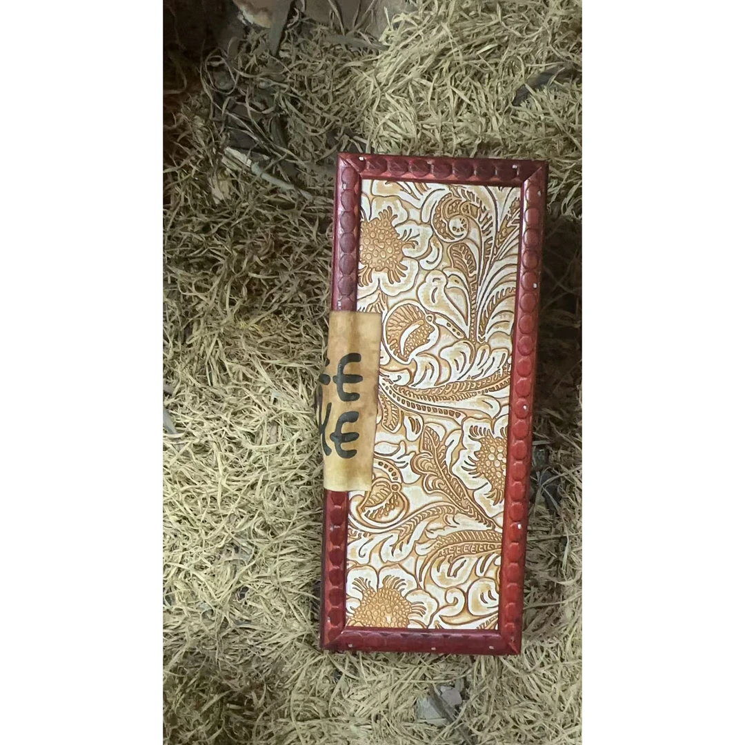 红花木盒装饰摆件（金三甄选）