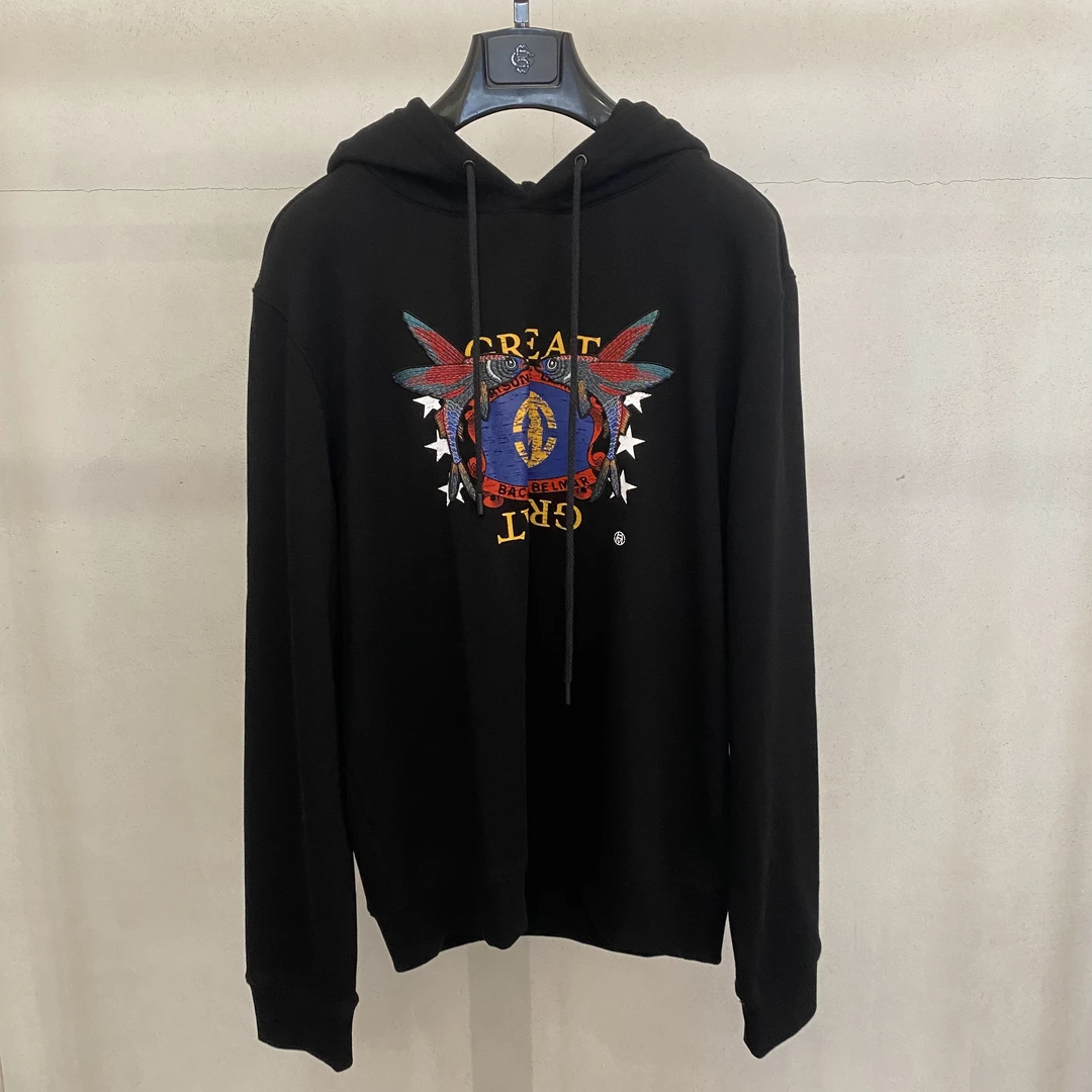 【BGEE】刺绣长袖设计连帽卫衣秋冬男士大logo连帽卫衣3318A2075