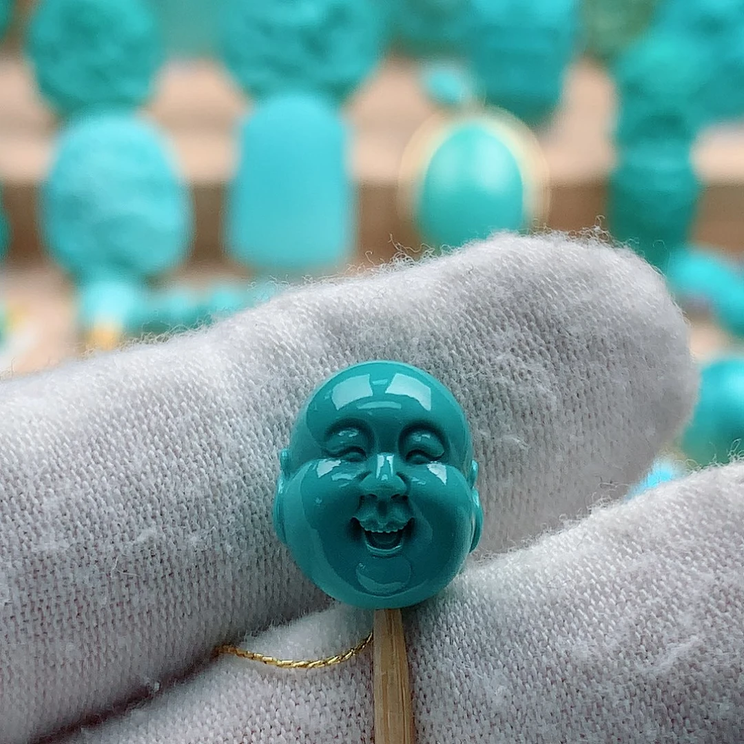 绿松石未镶嵌弥勒佛头