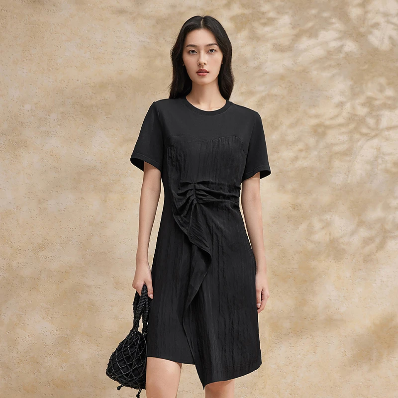 播连衣裙气质时尚休闲女士层次感压褶连衣裙DDR2LD5696