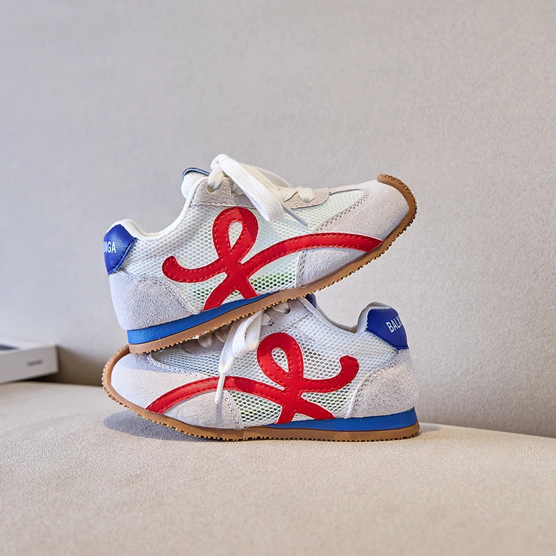 男童网面透气运动鞋镂空魔术贴软底防滑阿甘鞋子儿童德训鞋女童潮