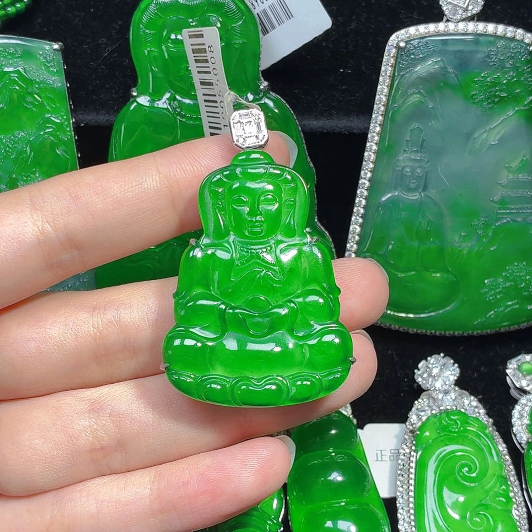 翡翠银S925镶嵌颈饰天然A货翡翠