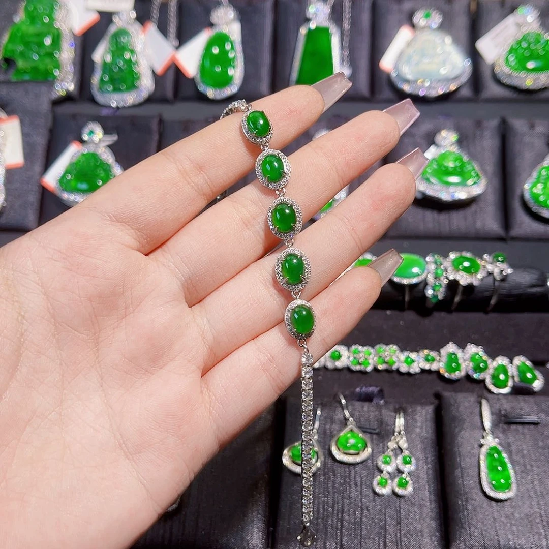 翡翠颈饰银S925镶嵌款**꧁手链