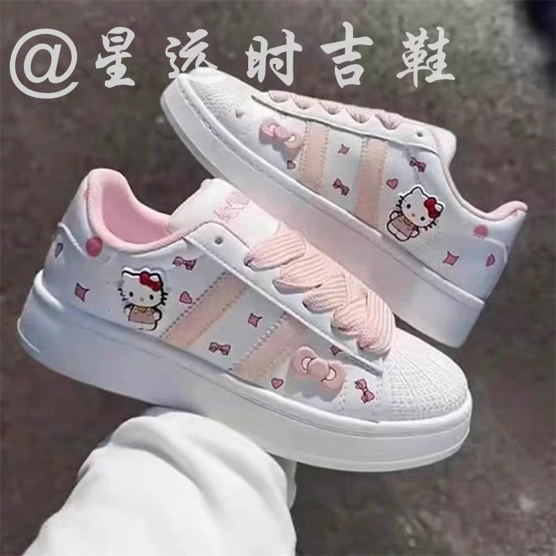 34码-40码2025新款小白鞋女透气网面厚底百搭可爱运动休闲板鞋