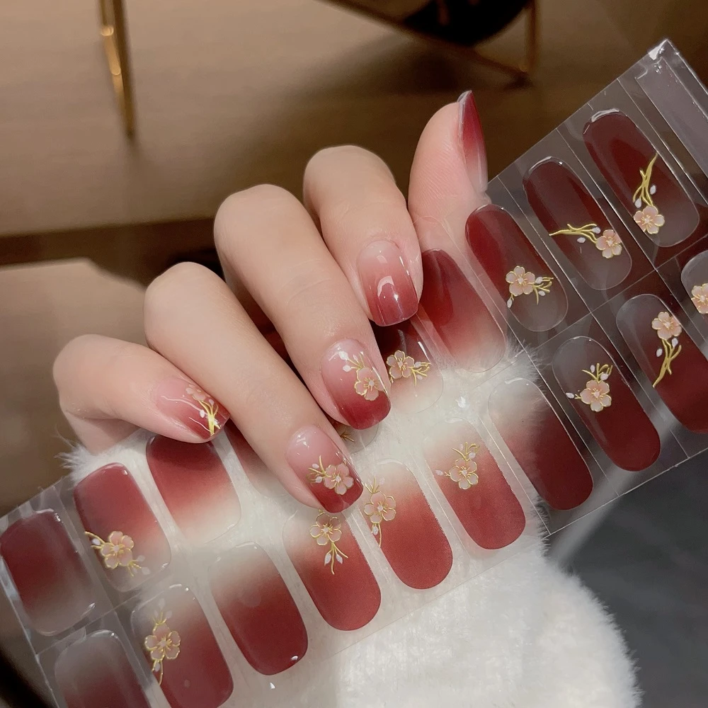 【照灯变硬】指尖生花029半固化凝胶美甲贴20指