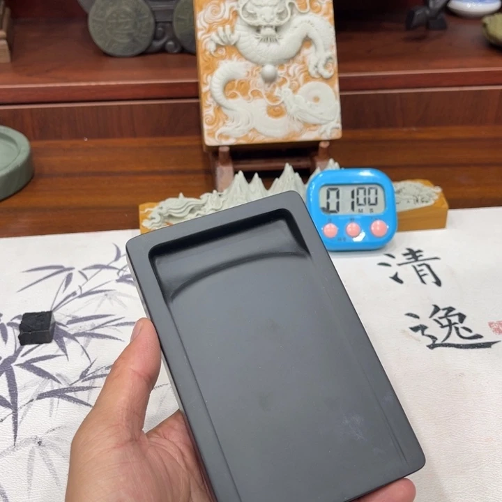 祈**安黑玉岩淌池砚