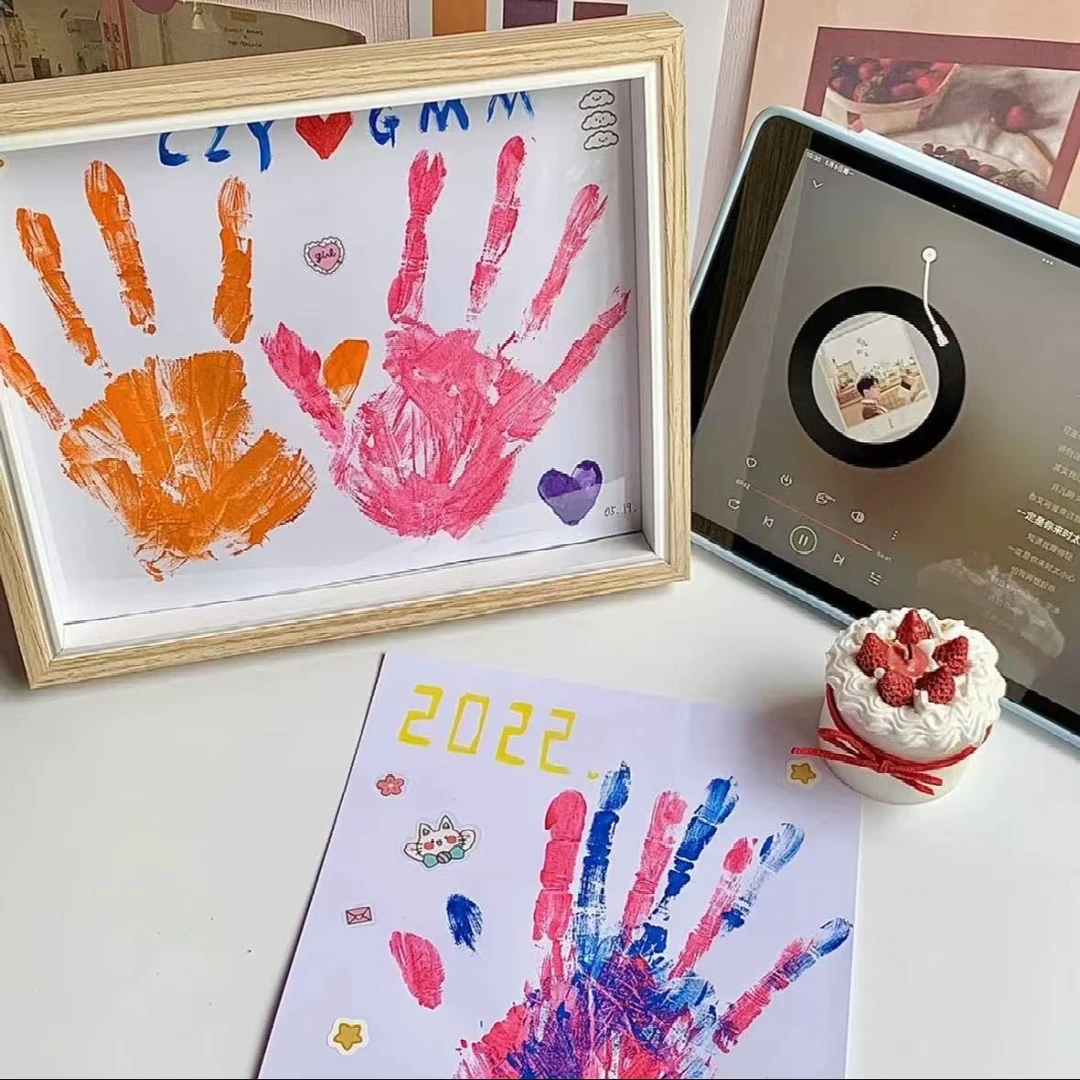 手工DIY制作情侣手印相框纪念手掌印520七夕情人节礼物送闺蜜女友