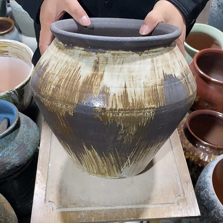 紫砂花盆口21高度25黑咖………